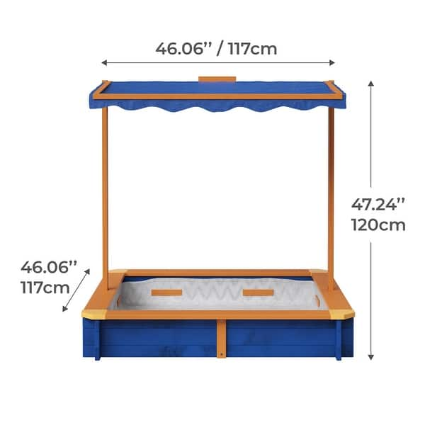 Teamson Kids - Outdoor Summer Sand Box - Wood / Blue