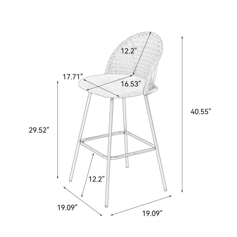 28"/29" Set of 2 Rattan Counter Height Swivel Bar Stools Chenille Cushion