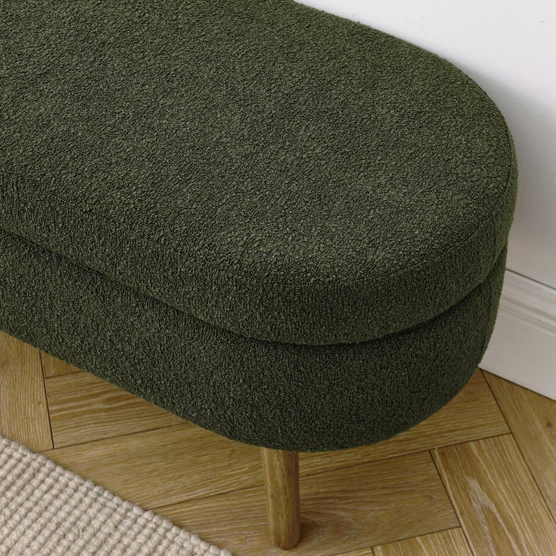 Ottoman Oval Storage Bench,Rubber Wood Legs