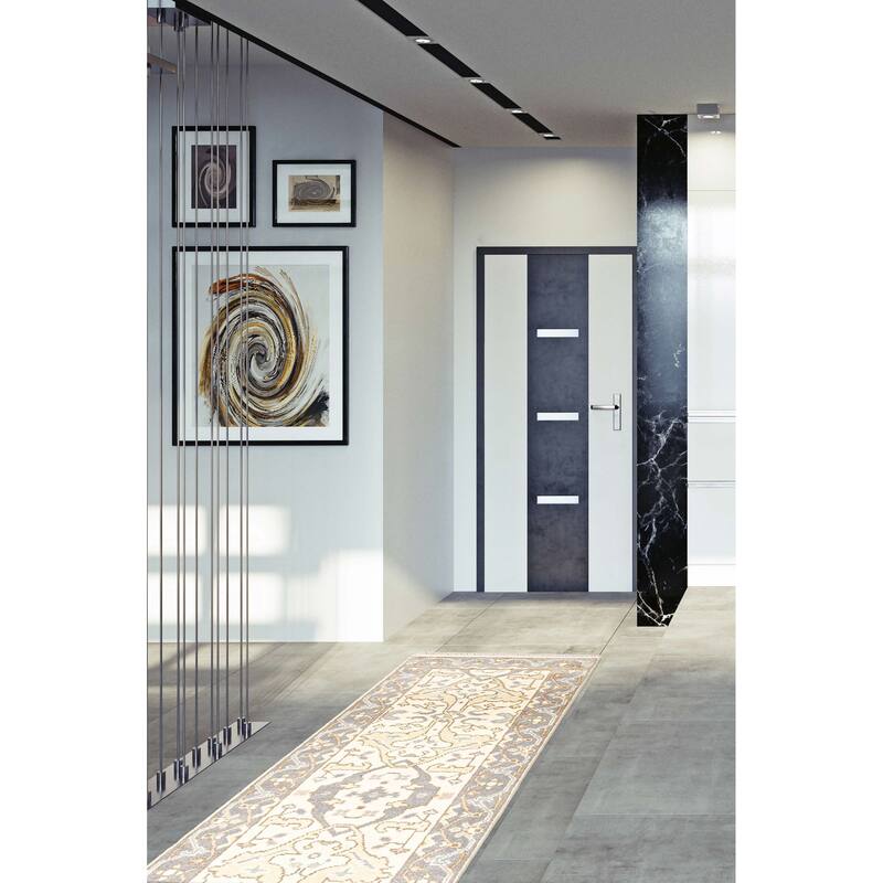 ECARPETGALLERY Hand-knotted Royal Oushak Cream Wool Rug - 2'7 x 10'1