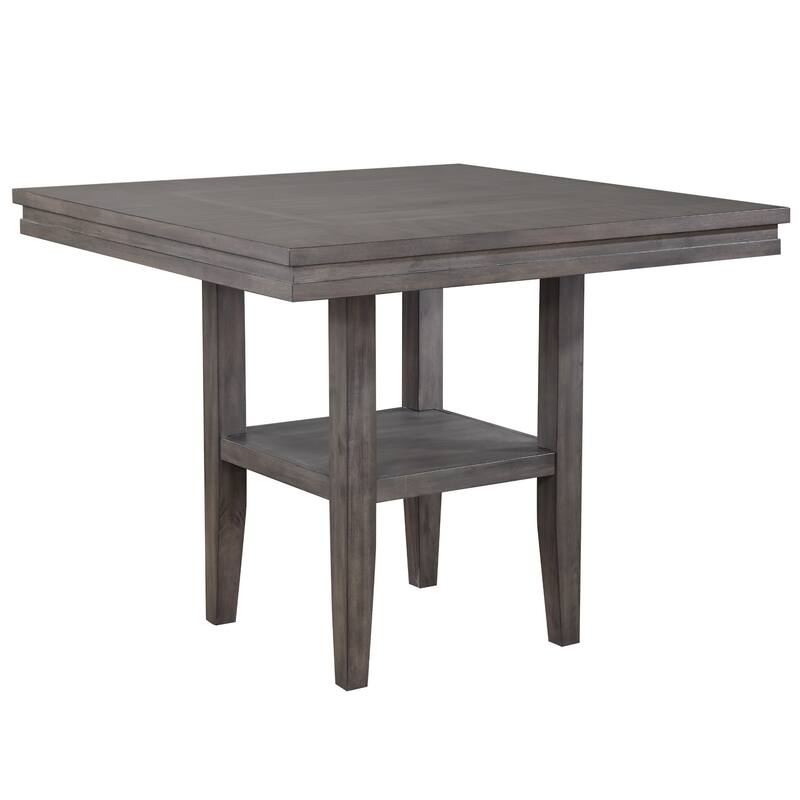 Square Wood Pub Dining Table with Shelf - 45" - Gray