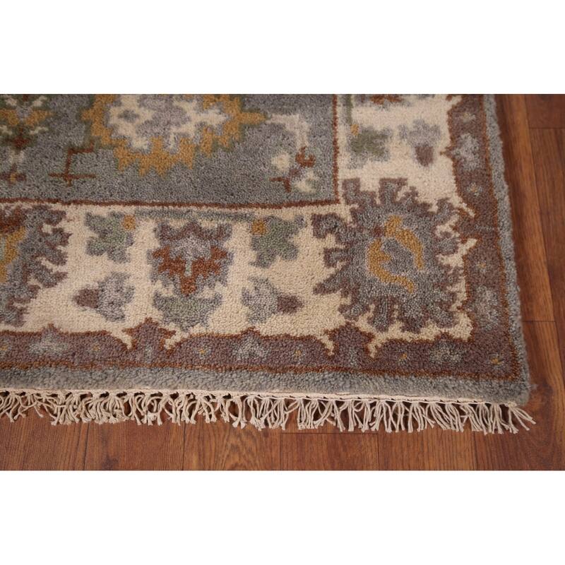 Gray Oushak Indian Accent Rug Hand-Knotted Wool Carpet - 3'1"x 5'4"