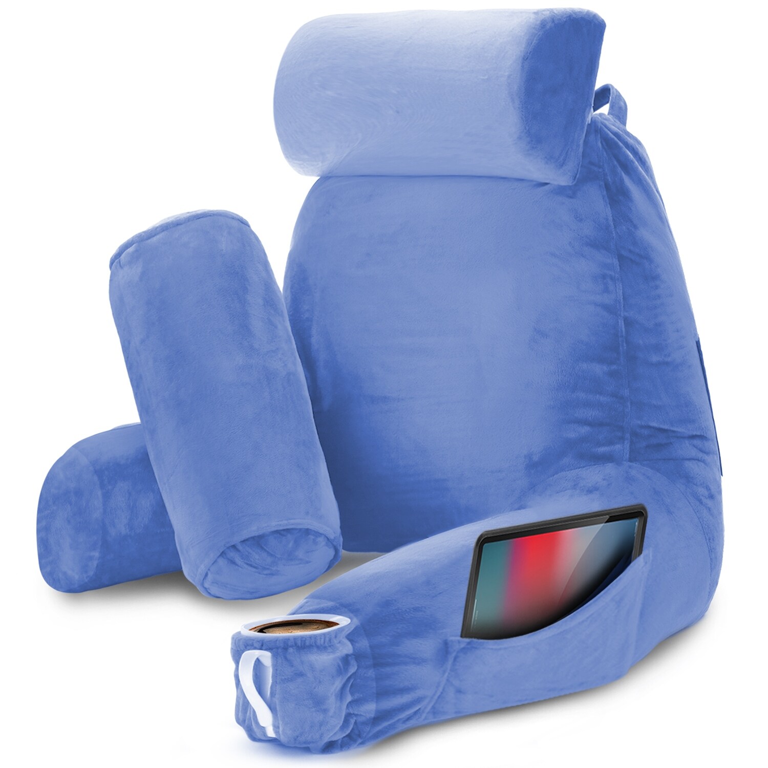 Nestl Memory Foam Reading Pillow with Backrest Arms and Pockets