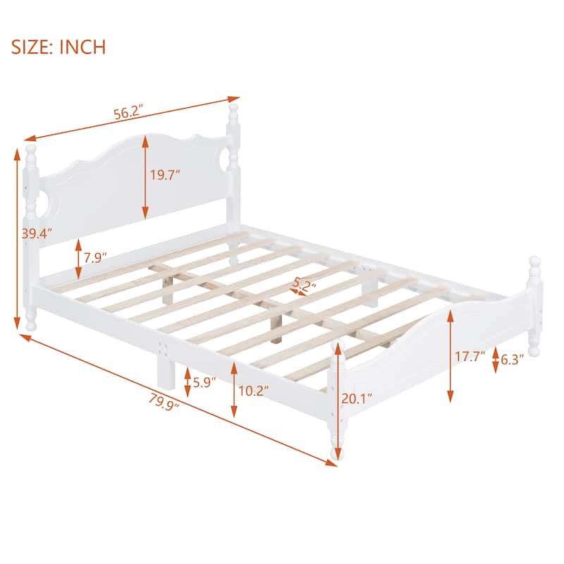 Full Size Wood Platform Bed Frame, Sturdy Retro Design with Easy Assembly