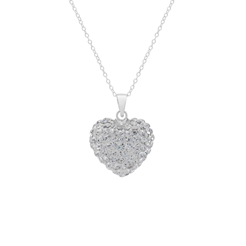 Victoria Townsend .925 Sterling Silver & Crystal Puffed Heart Necklace - Clear
