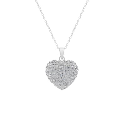 Victoria Townsend .925 Sterling Silver & Crystal Puffed Heart Necklace