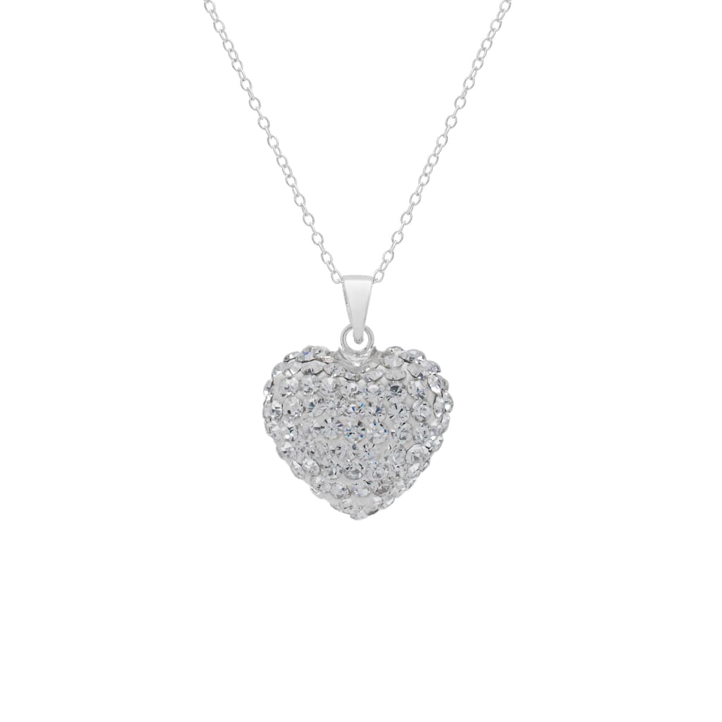 Victoria Townsend .925 Sterling Silver & Crystal Puffed Heart Necklace