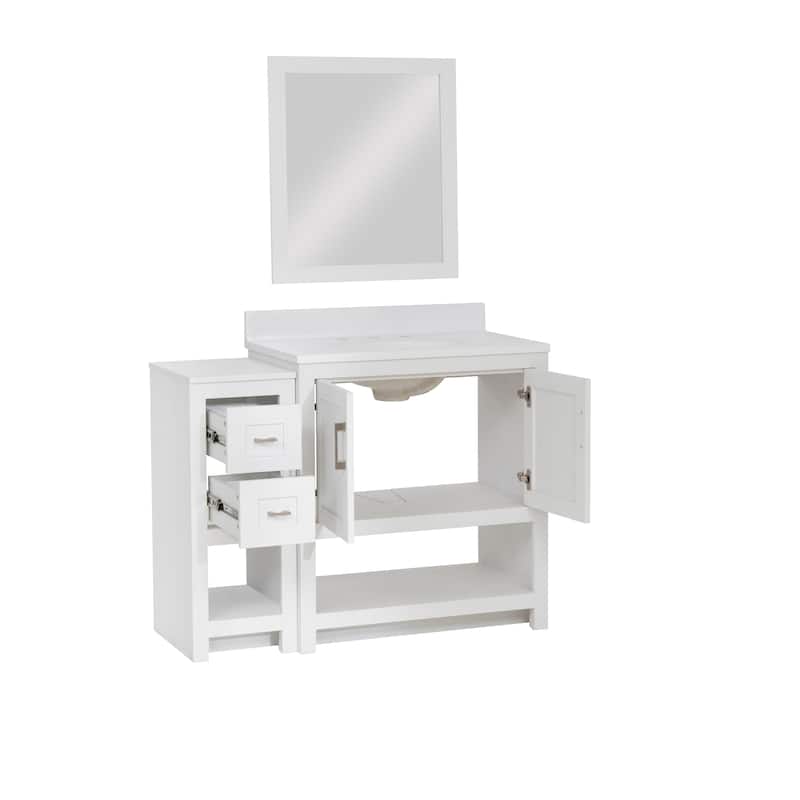 Linon Blakely Vanity with Mirror and 12-inch Side Cabinet