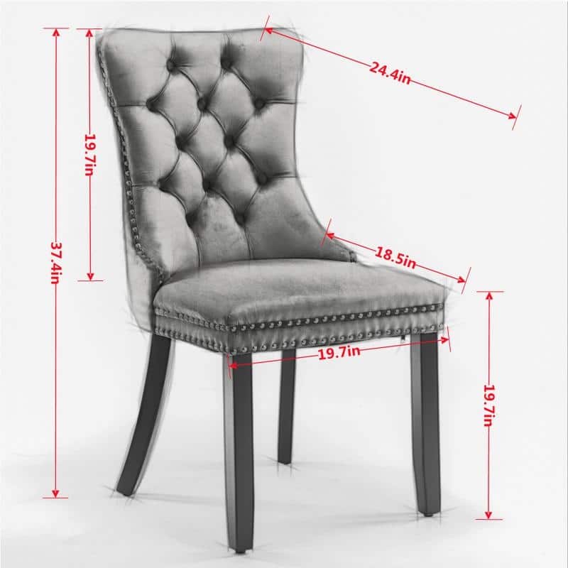 Tufted Velvet Dining Chairs with Nailhead Trim (Set of 2)