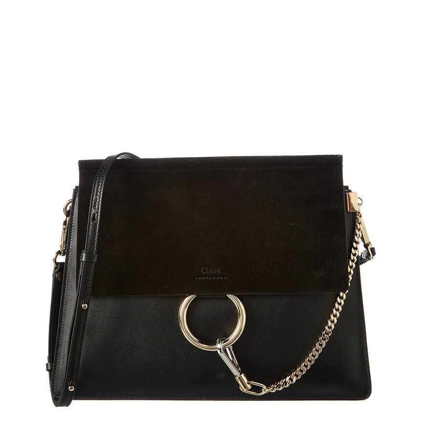 chloé faye leather and suede shoulder bag