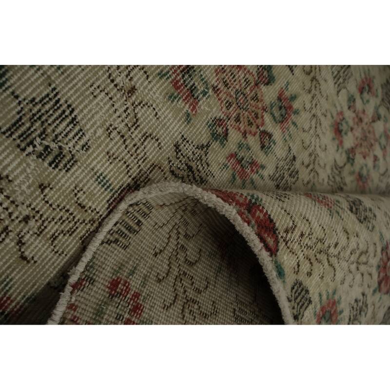 Hand Knotted Oriental 100% Wool Carpet Transitional All-Over Beige & Ivories Anatolian Area Rug - 9' 7'' X 5' 7''