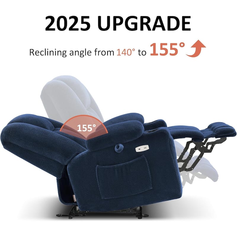 MCombo Electric Power Recliner Chair with Massage & Heat, Plush Fabric 8015