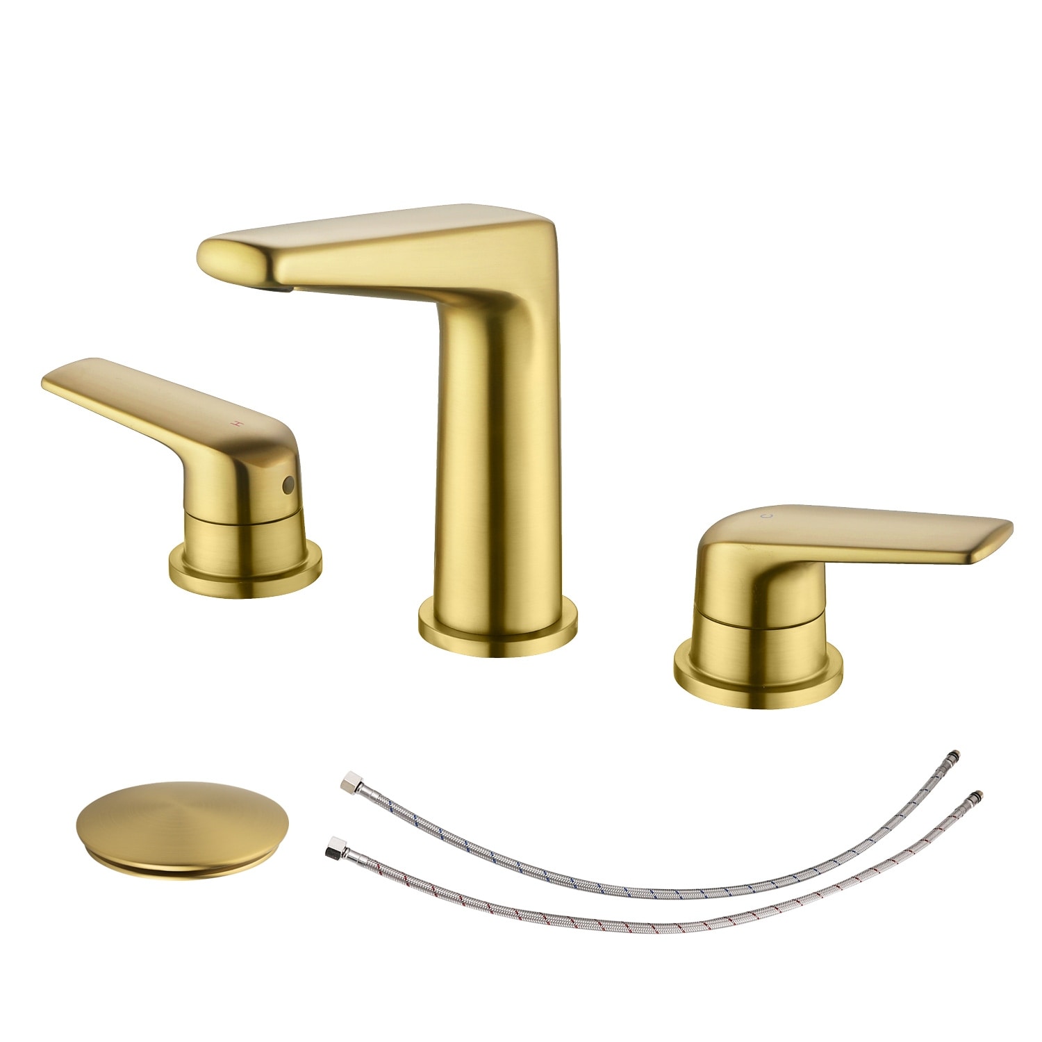 Topcraft Dual-Handle Wide-Spout Bathroom Faucet with Pop-Up Drain