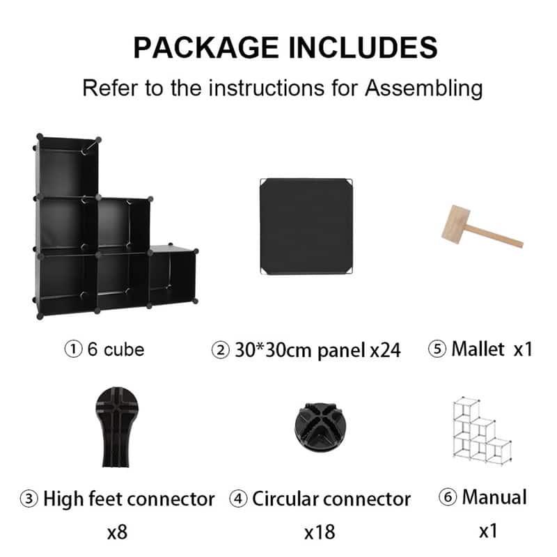 6-Cube Stackable Shoe Rack Organizer DIY Plastic Shoe Storage Cabinet for Closet & Entryway