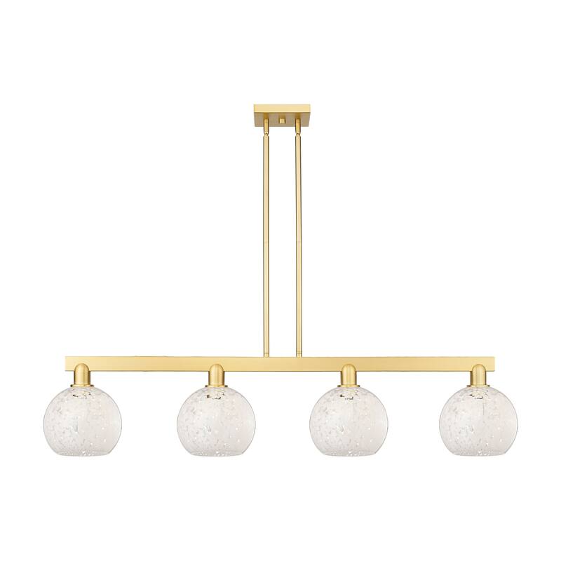 Innovations Lighting Endless Possibilities Arcadia - White Mouchette - 4 Light 51" Stem Hung Island Light - Satin Gold