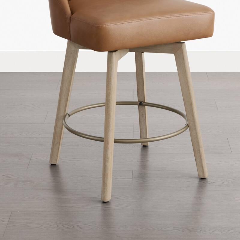 Spruce & Spring Modern Upholstered 360-degree Swivel Bar Stool for Kitchen and Home Bar