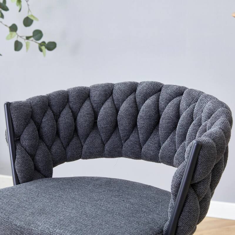 Set of 2 Swivel Bar Stools with Breathable Linen Cushions