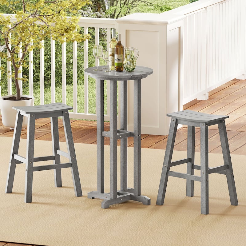 Gymax 21.5'' Round Bar Table Patio HDPE Bar Height Dining Table w/