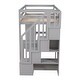 preview thumbnail 46 of 55, Twin size Loft Bed with Storage Drawers ,Desk and Stairs, Wooden Loft Bed with Shelves, No box spring required- White