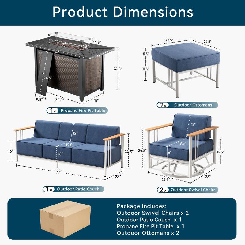 Outdoor Patio Funiture Set with Extra-Thick Seat cushion