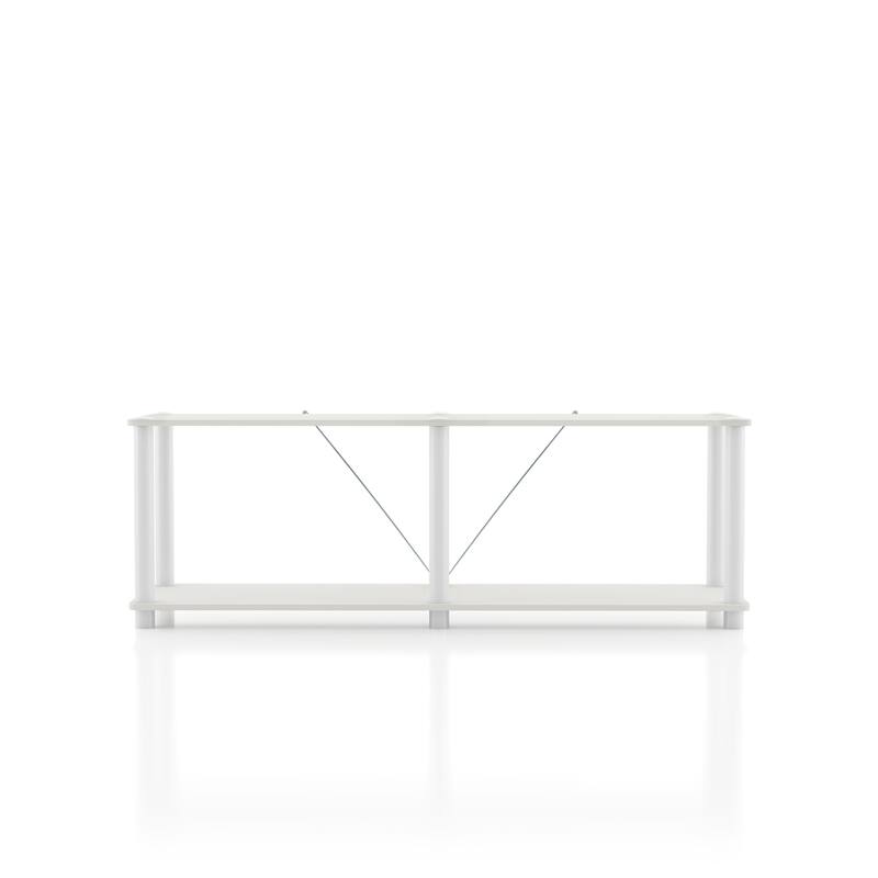 DH BASIC Modern Wood Shelving Unit with storage - Tier Shelves, Cube Ladder Shelf by Denhour