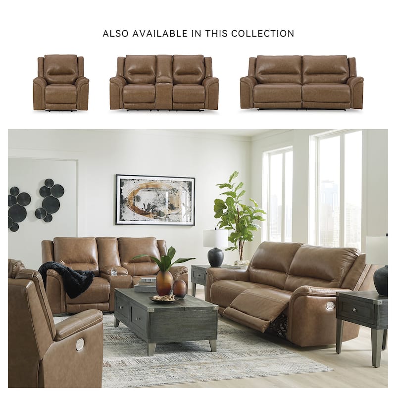 Signature Design by Ashley Trasimeno Caramel Power Reclining Sofa - 92" W x 40" D x 42" H