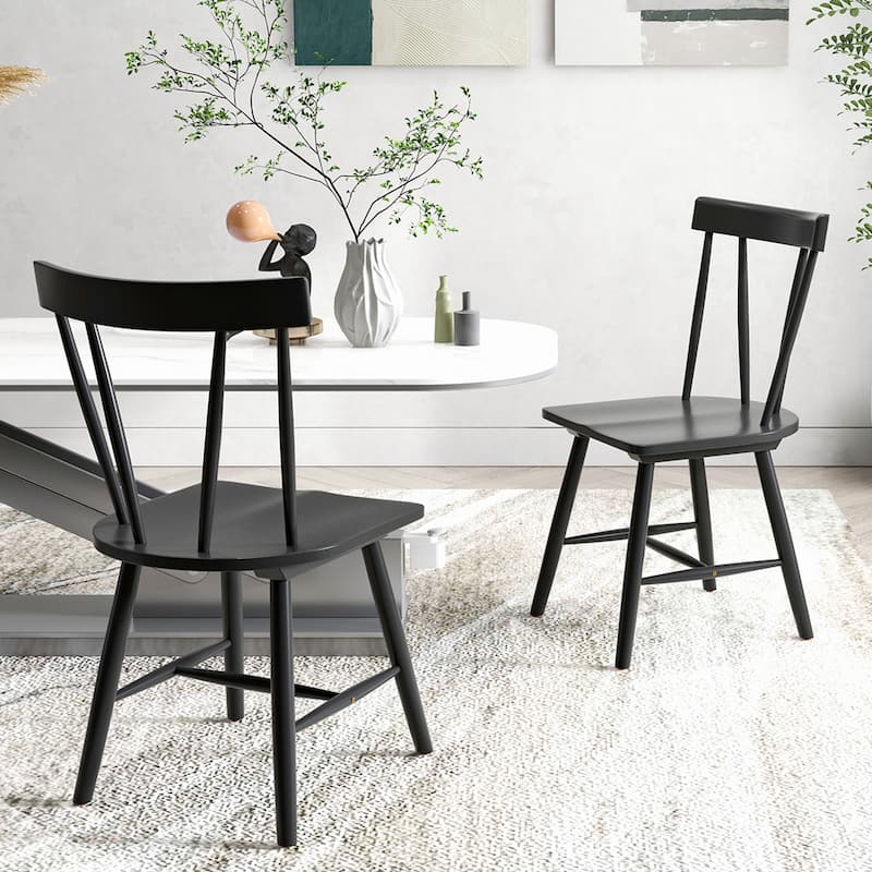 Costway Dining Chairs Set of 2 Windsor Chairs Wood Armless Chairs with - See Details