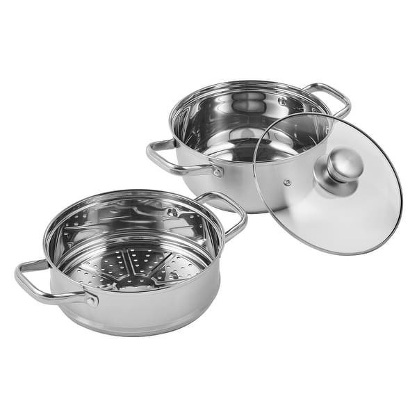 slide 2 of 17, VEVOR Steamer Pot, Steamer Pot for Cooking with Stock Pot and Vegetable Steamer 8.66in/22cm