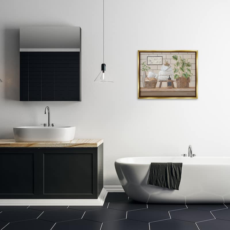 Stupell Comforting Bathroom Spa Still Life Floating Framed Canvas Wall Art, Design by Pam Britton
