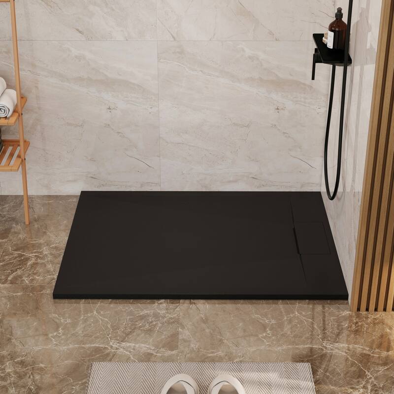 SMC Alcove Shower Pan Base with Reversible Drain, Low Profile, Wheelchair Access, Slip-Resistant, cUPC Certified