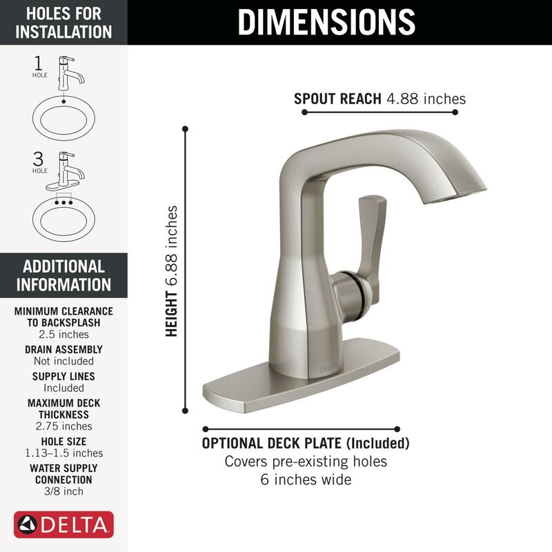 Delta 576-LPU-DST Stryke 1.2 GPM Single Hole Bathroom Faucet with