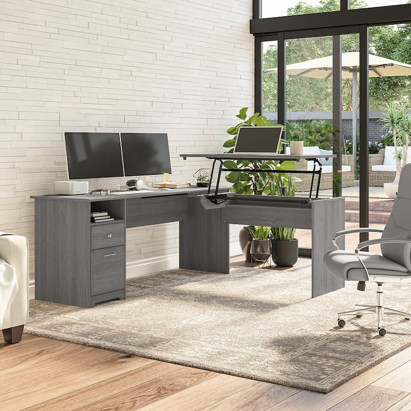 72W 3-position L-shaped Sit to Stand Desk by Bush Furniture - Modern Gray