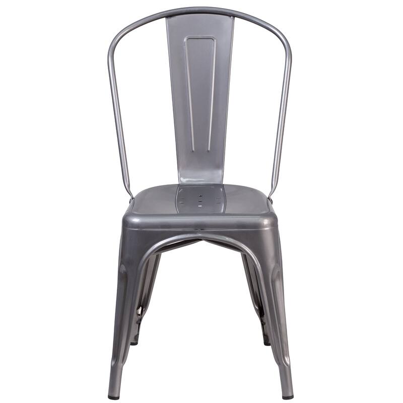 Clear Coated Metal Indoor Stackable Chair - 17.75"W x 21"D x 33.5"H - 17.75"W x 21"D x 33.5"H