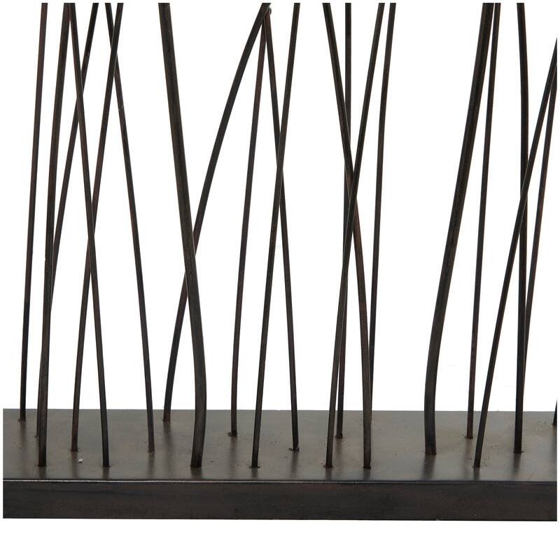 Whimsical Black Metal Leaf Sculpture with Black Base
