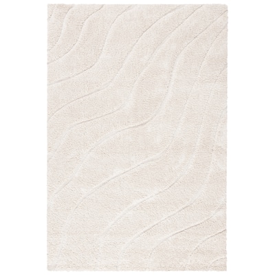 SAFAVIEH Florida Shag 1-inch Thick Rug - Creme/Creme - 5'1" x 7'6"