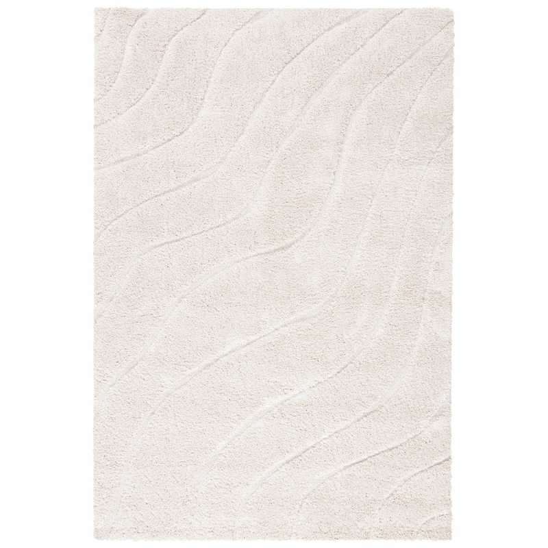 SAFAVIEH Florida Shag 1-inch Thick Rug - Creme/Creme - 5' 1" x 7' 6"