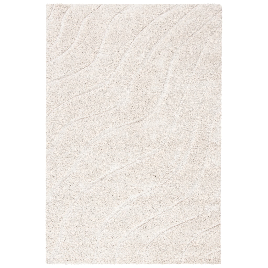 SAFAVIEH Florida Shag 1-inch Thick Rug - Creme/Creme - 5' 1" x 7' 6"