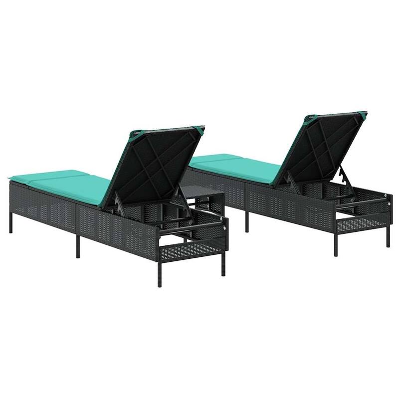 vidaXL Sun Lounger Set with Cushion Outdoor Chaise Lounge 3 Piece Poly Rattan