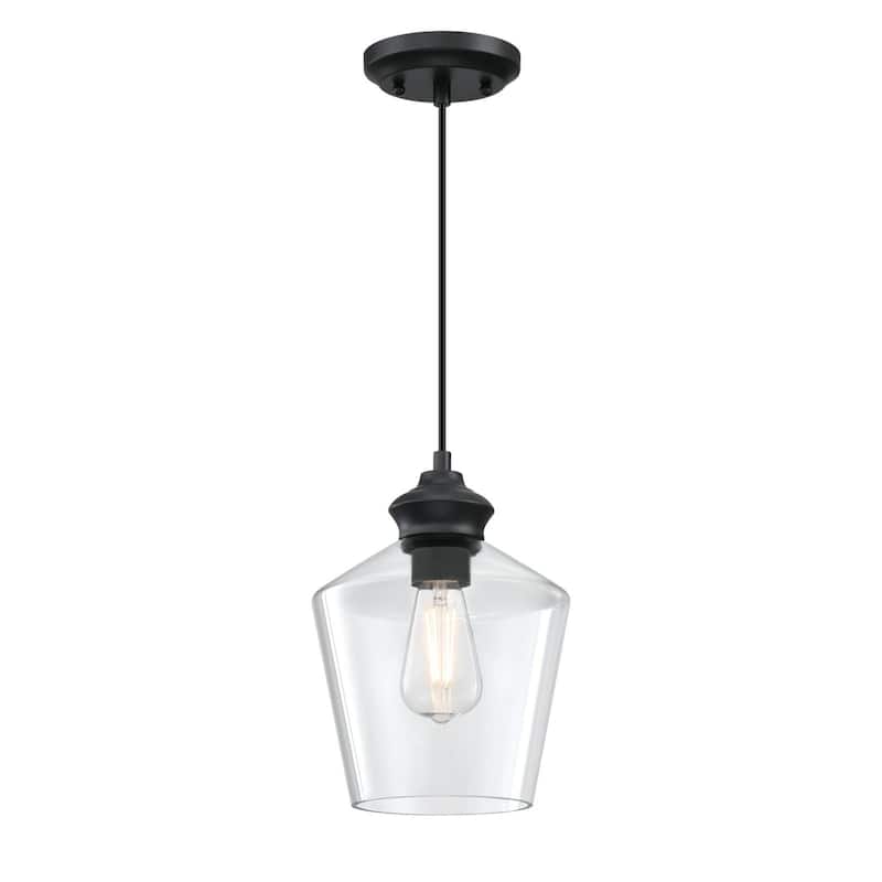 Westinghouse Lighting Ramsey One-Light Indoor Mini Pendant, Brushed Nickel Finish with Clear Glass - 1-Light - Matte Black