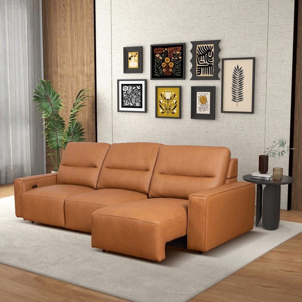 GDFStudio - Grant Top-Grain Leather Triple Power Convertible Sofa