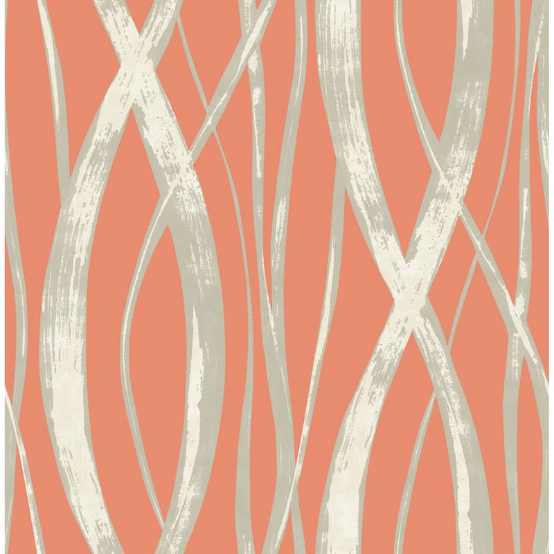 Seabrook Designs Barbados Weave Unpasted Wallpaper - 20.5 in. W x 33 ft. L - Metallic Silver and Burnt Orange