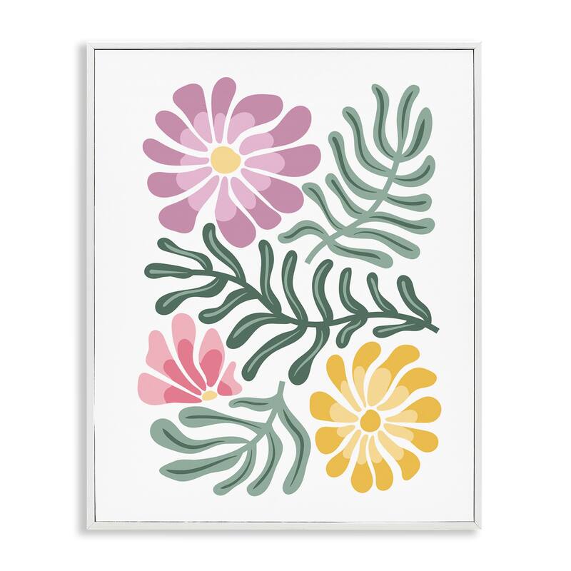 Stupell Pastel Midcentury Mod Blooms Framed Giclee Art Design By Kim Allen - 16 x 20 - White