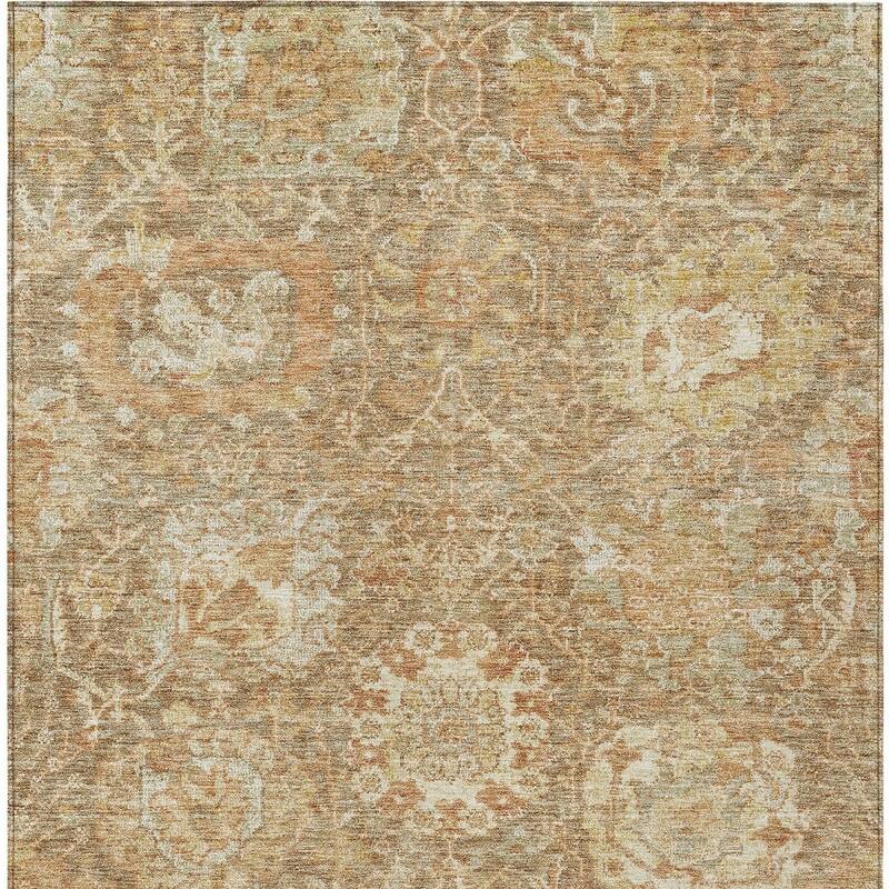 HomeRoots Damask Traditional Rectangle Outdoor Rug