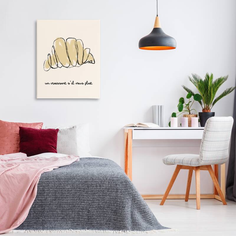 Stupell Modern French Phrase Croissant Canvas Wall Art Design By Lil' Rue