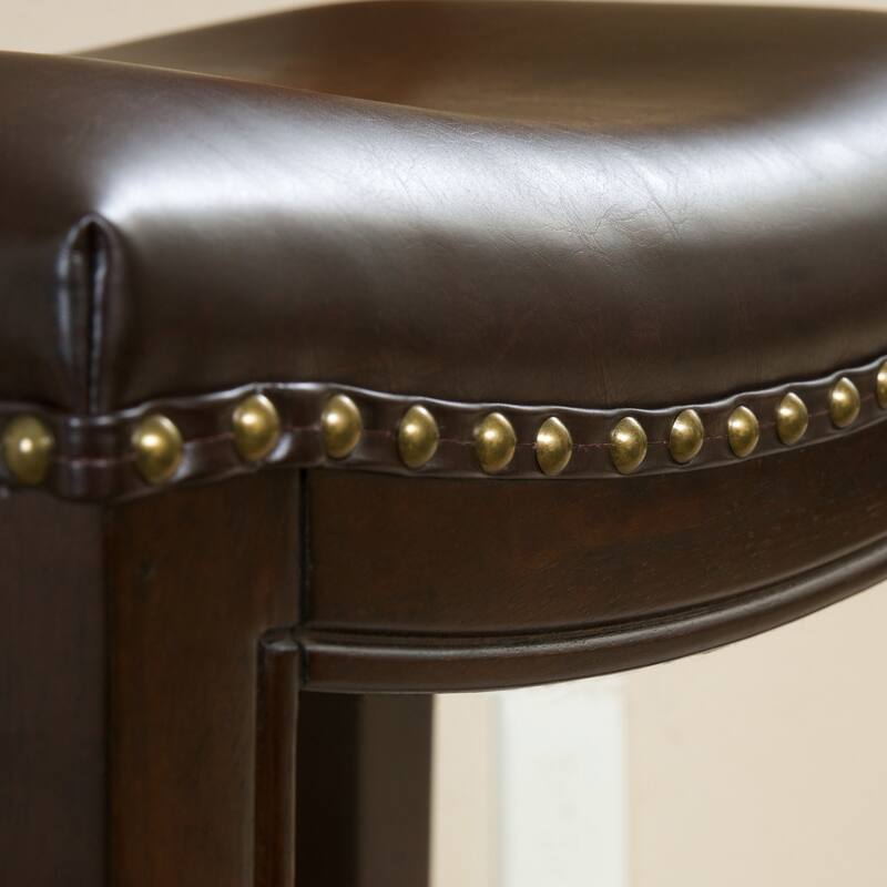 Avondale Brown Bonded Leather Backless Bar Stool (Set of 2) by Christopher Knight Home