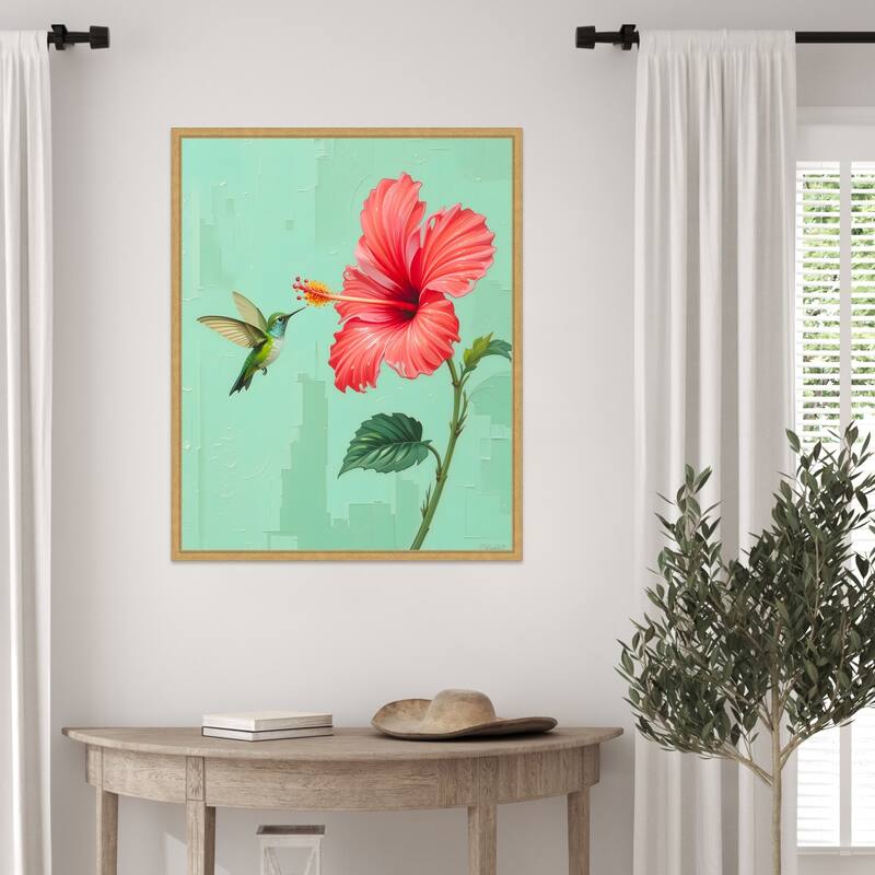 That One Time a Bird Visited My Garden by Kintsugi99 Framed Canvas Wall Art Print