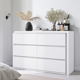 6-Drawer Handleless Chest of Drawers with Adjustable Desktop - Bed Bath ...