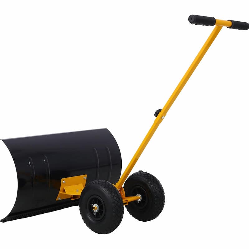 Wheeled Snow Shovel,Effortless Snow Removal with Adjustable Handle and Cushioned Comfort - 29" W x 16.5" H