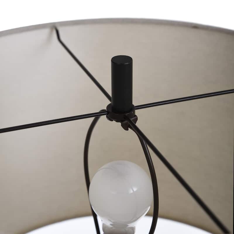 StyleCraft Madison Bronze Floor Lamp - Beige Hardback Fabric Shade