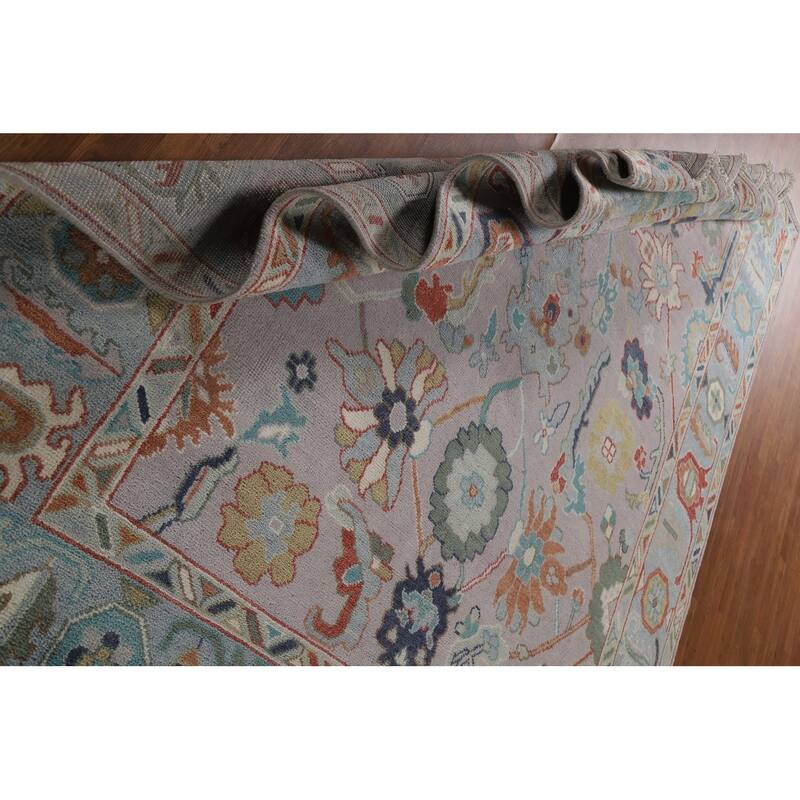 All-Over Floral Oushak Living Room Area Rug Handmade Wool Carpet - 7'10"x 9'8"